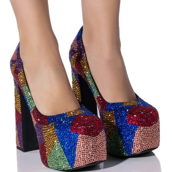 AZALEA WANG " RHINESTONE EMBELLISHED ROYALTY " PUMP  MULTI ( BRAND NEW !!!) - Picture 1 of 7